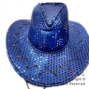 SOMBRERO COWBOY LENTEJUELA AZUL X 1